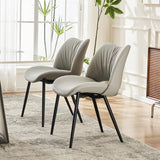 Modern Dining Chairs Set of 2 Armless Hollow Mid Back Minimalist