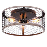 Rustic Ceiling Light Fixture,3-Light Flush Mount Ceiling Light Fixtures