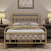 Twin Bed Frame Metal Platform Bed with Petal Accented Headboard/Footboard/14.4 Inch