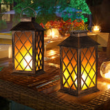 2Pack Solar Metal Hanging Lantern Flickering Candle with Shepherd Hook