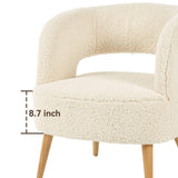 Accent Chair with Ottoman Teddy Fleece Upholstered