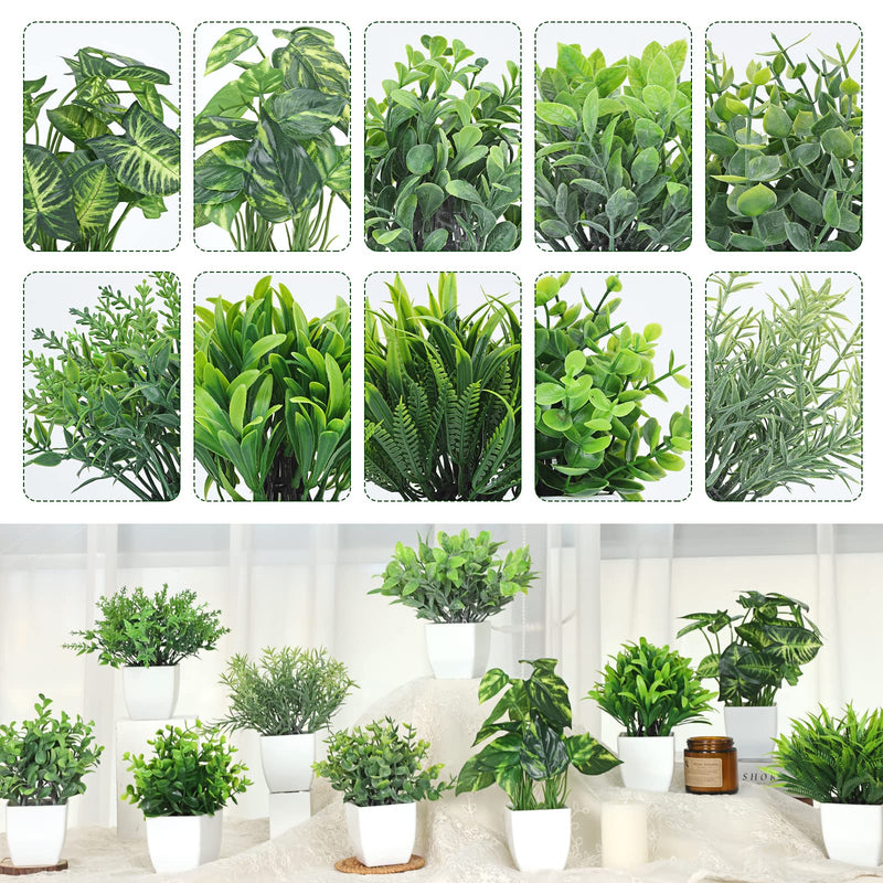 10 Packs Small Fake Potted Plants Mini Artificial Desk Plants