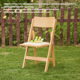 Wooden Folding Chair Nature Beech Frame with Soft PU Cushioned Chair