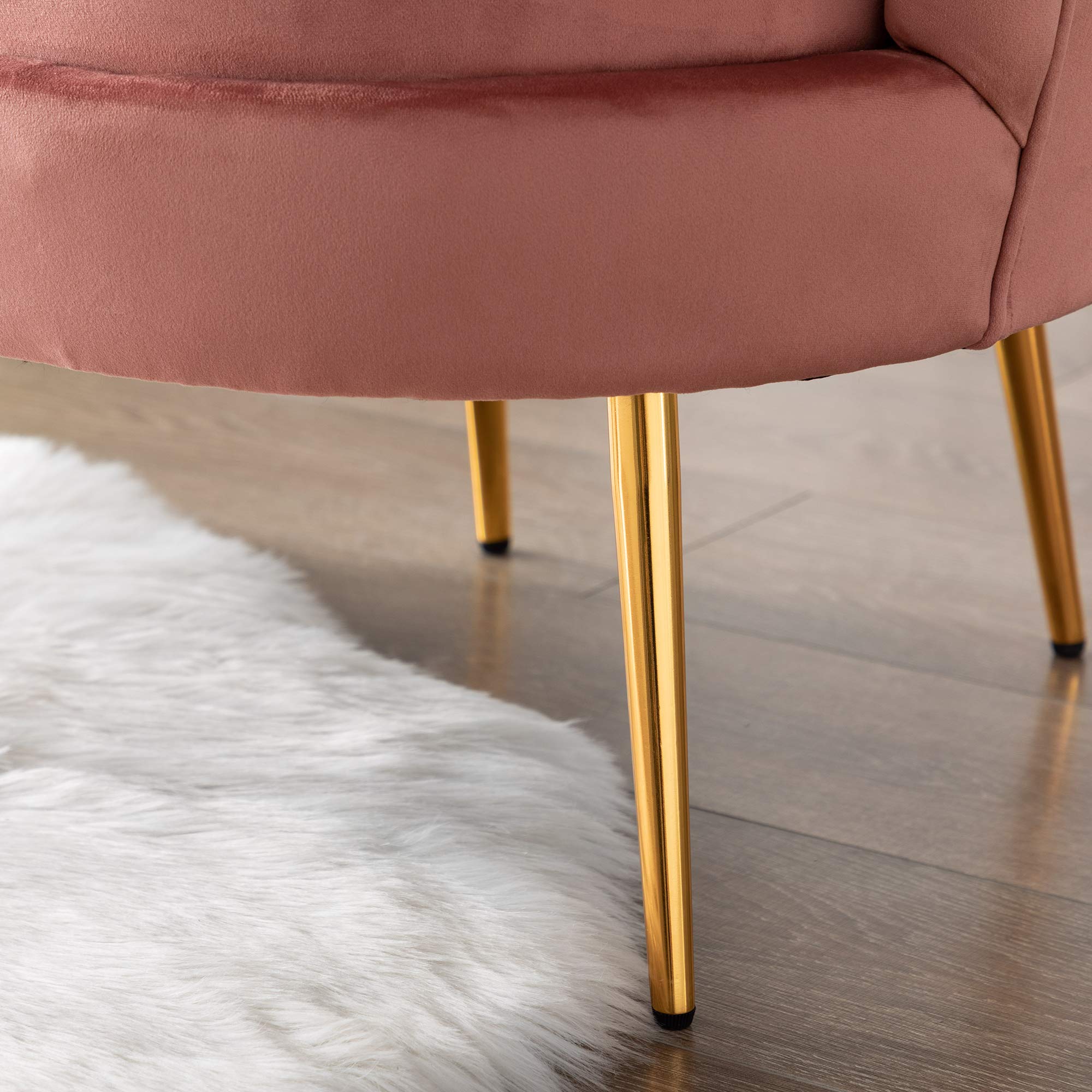 Pink Velvet Accent Chair for Living Room, Lounge Chair for Bedroom Chairs