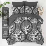 Grey Comforter Set Queen Size, 7 Pieces Bohemian Damask Comforter Set