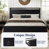 Queen Size Platform Bed Frame with Wooden Headboard and Footboard, Heavy Duty