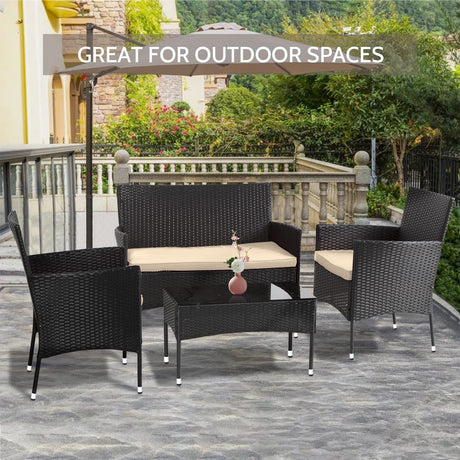 Patio Furniture Set 4 Pieces Outdoor Rattan Chair Wicker Sofa