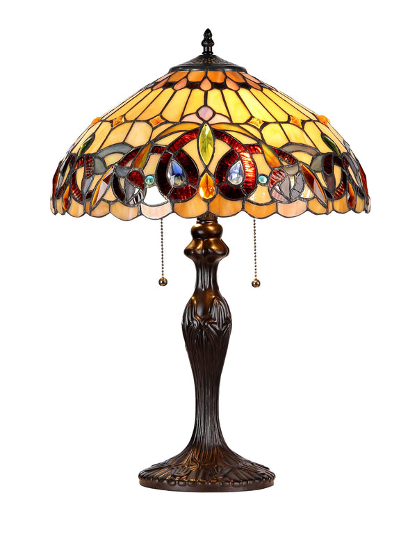 Lighting CH33353VR16-TL2 Serenity Tiffany-Style Victorian 2-Light Table Lamp
