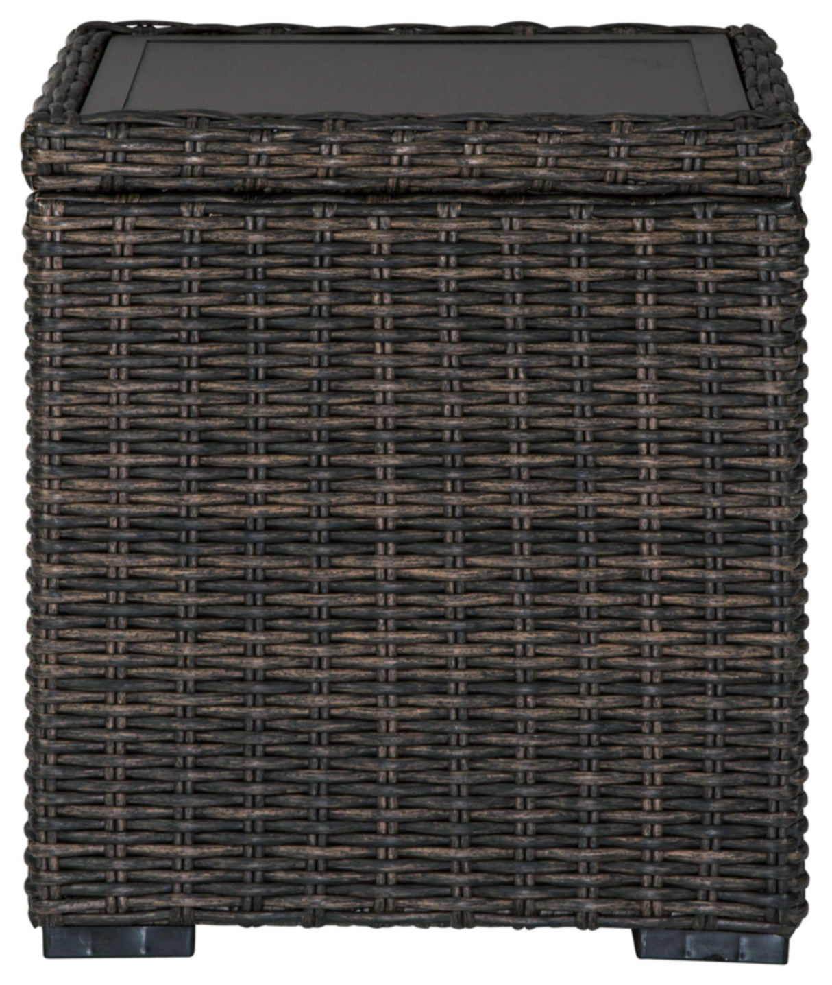 Grasson Lane Outdoor Rattan Square End Table with Storage