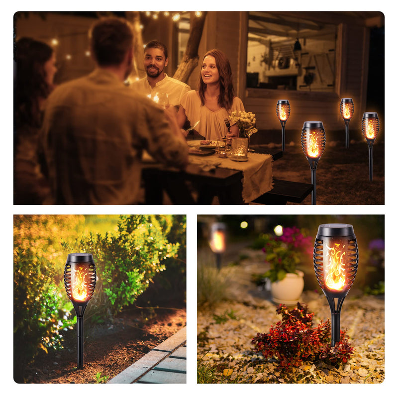 Solar Torch Flame Lights, 12 Pack Solar Halloween Lights Outdoor with Flickering Flame