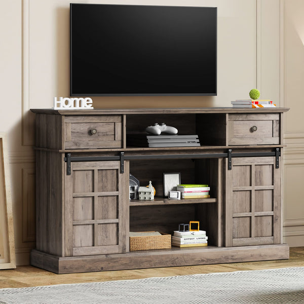 Entertainment Center, Farmhouse TV Stand for 65 inch TV, 58" Wood TV Stand