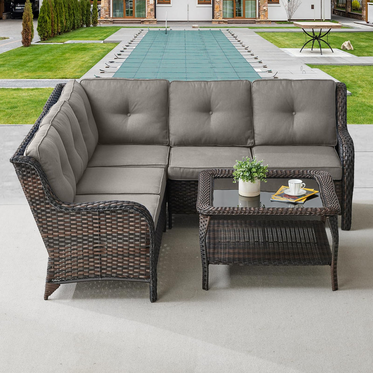 Wicker Outdoor Patio Furniture Sets - Rattan Sofa Sectional Conversation Set