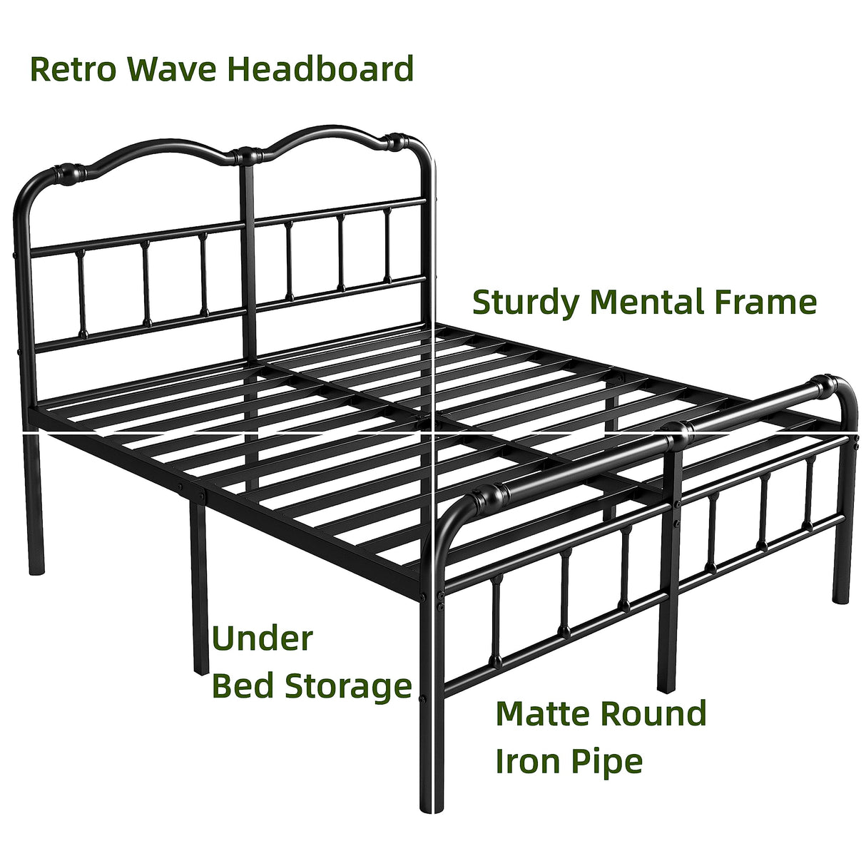 Queen Bed Frame with Headboard and Footboard, 18 Inch High, Heavy Duty Bed Frame