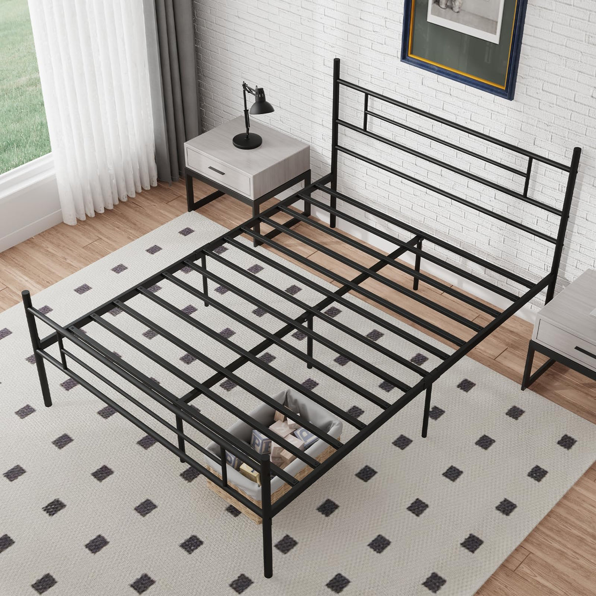 Queen Bed Frame with Headboard and Footboard, 14 Inch Metal Platform Bed Frame