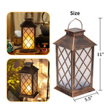 2Pack Solar Metal Hanging Lantern Flickering Candle with Shepherd Hook