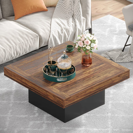 Farmhouse Coffee Table Square LED Coffee Table Engineered