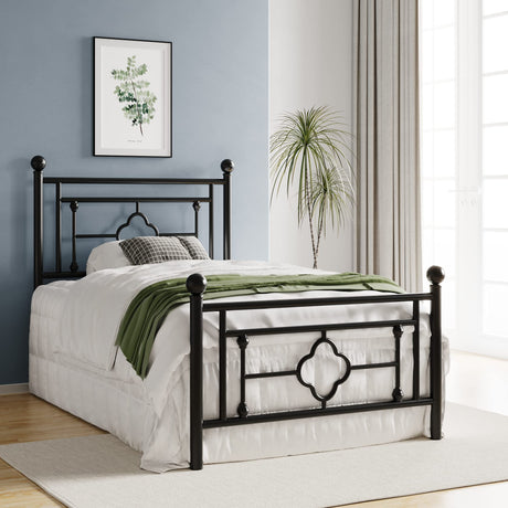 14 Inch Twin Size Metal Platform Bed Frame, Vintage Victorian Style