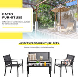 4 Pieces Patio Furniture Set All Weather Textile Fabric Outdoor Conversation Set