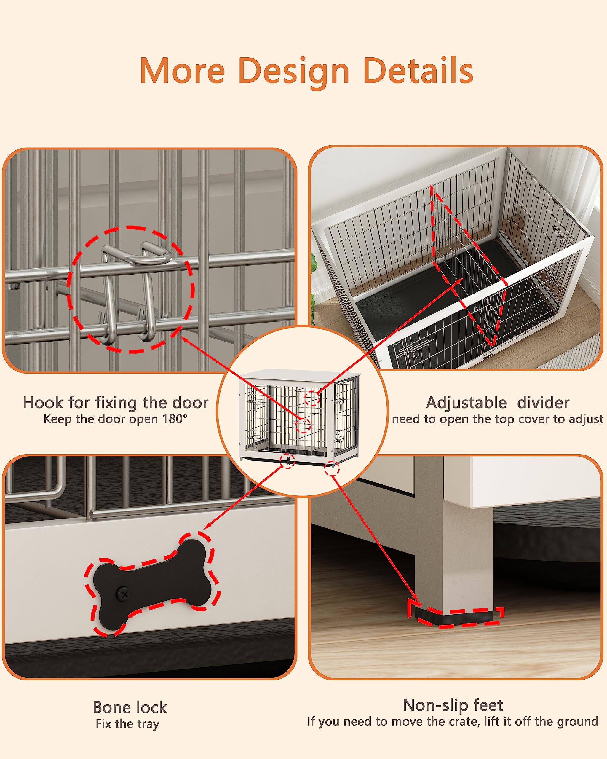 Wooden Dog Crate Furniture with Divider Panel, Dog Crate End Table
