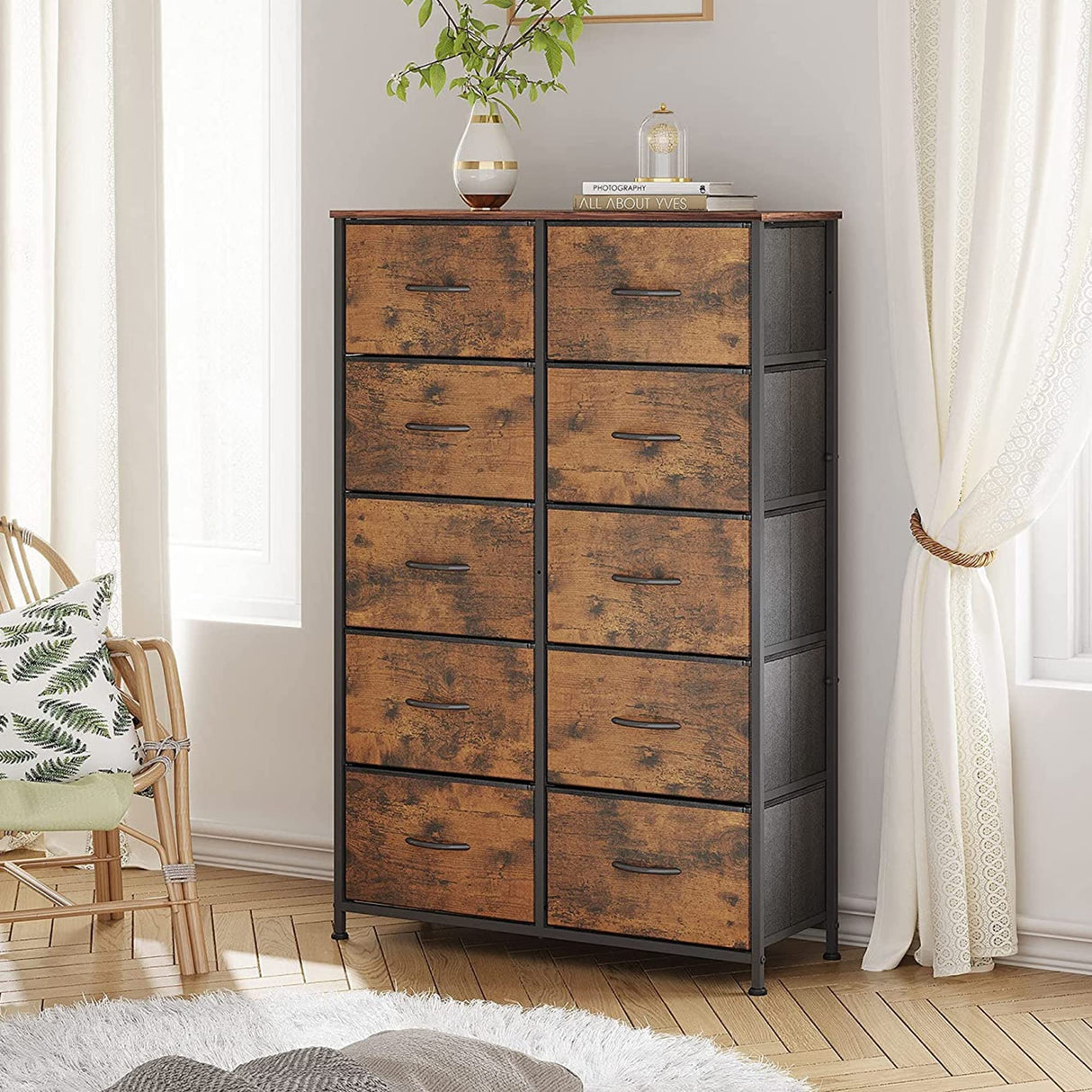 Tall Dresser for Bedroom with 10 Drawers Chest of Drawers