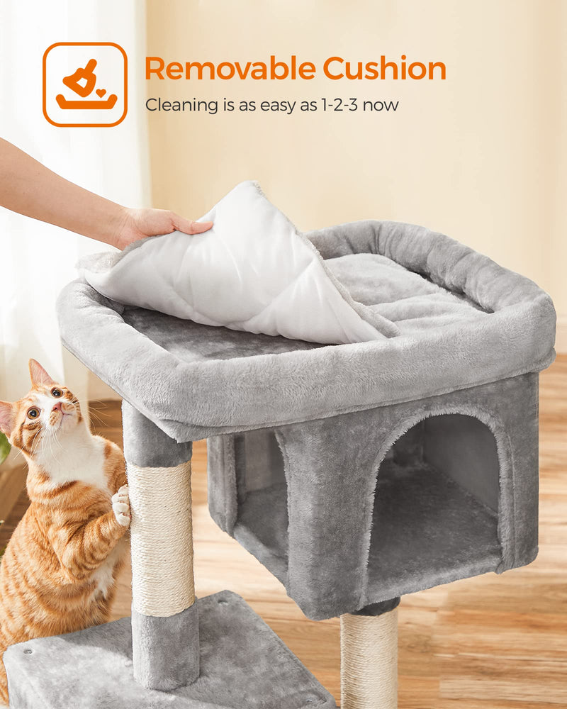 Cat Tree with Sisal-Covered Scratching Posts and 2 Plush Condos Cat Furniture for Kittens