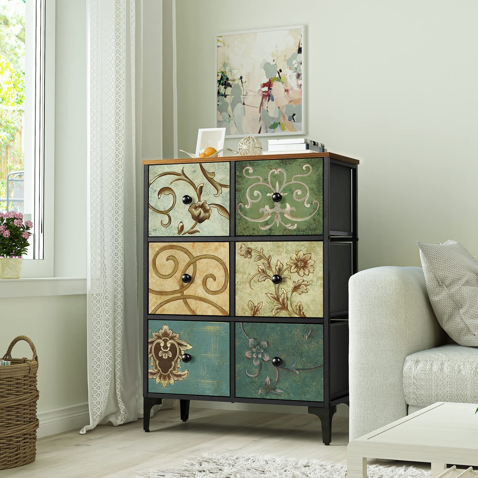 Vintage 6-Drawer Dresser | Tall Storage Chest for Bedroom & Living Room