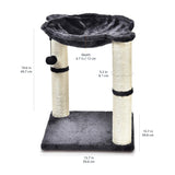 Cat Tower with Hammock and Scratching Posts for Indoor Cats, 15.8 x 15.8 x 19.7 Inches