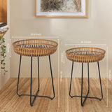 Rattan Side Table Nesting Tables Set of 2