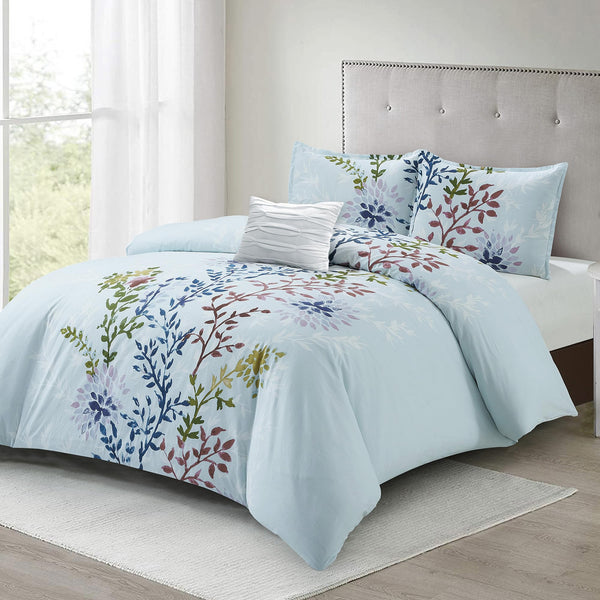 Style Quarters Queen Comforter Set - 4 Pieces 100% Cotton Soft and Comfort Floral