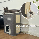 2-Storey Cat House for Indoor Cats Bed, Covered Cat Beds & Furniture