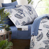 Textured Design Blue Leaves Printed Comforter King Size