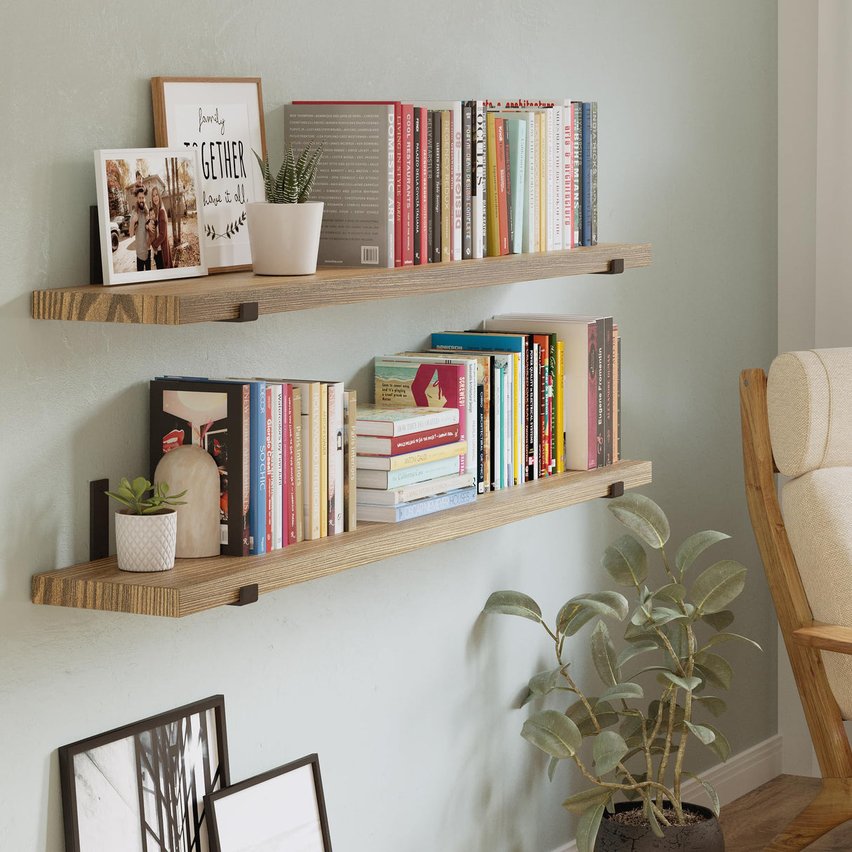 Forte 60"x9.5" Floating Shelves for Wall Storage, Wall Bookshelf, Wall Shelves