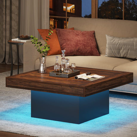 Farmhouse Coffee Table Square LED Coffee Table Engineered