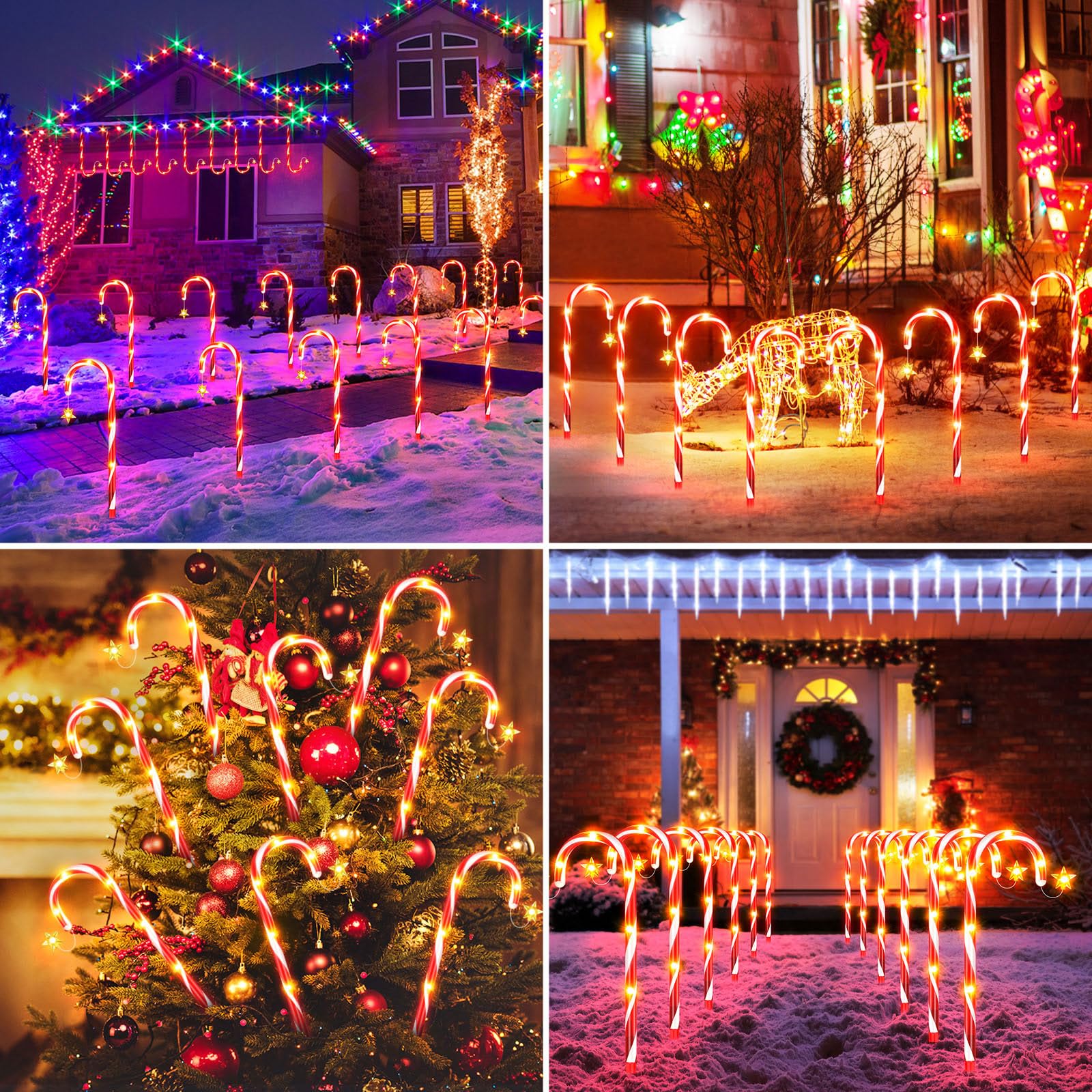 12Pack Solar Candy Cane Lights Christmas Decorations Outdoor