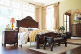 North Shore Ornate Faux Leather Upholstered Bedroom Bench