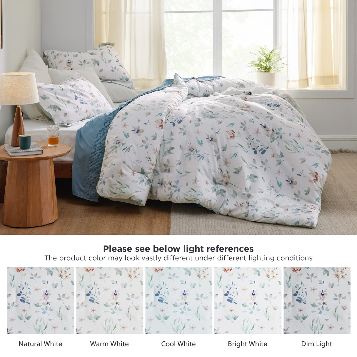 Floral Comforter Set - Queen Bedding Botanical Bed Comforter Queen Set