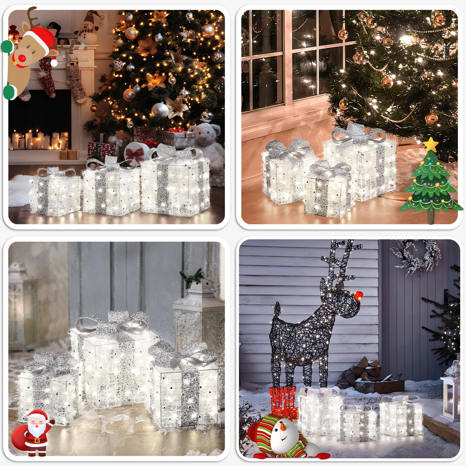 Christmas Lighted Gift Boxes, 140 LEDs Light Up Presents