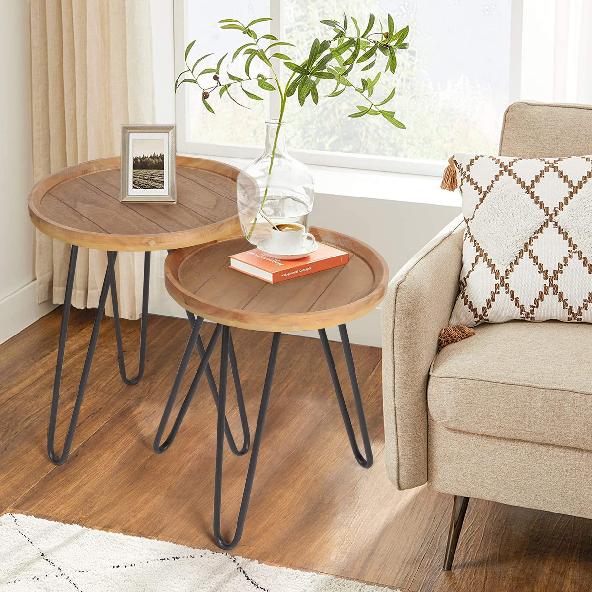 Nesting Tables for Living Room, Round Nesting Coffee Table