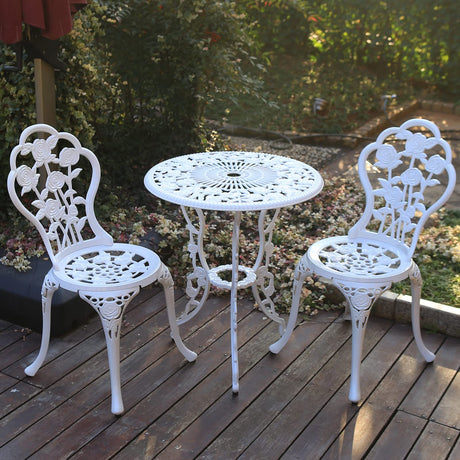 Patio Bistro Set.Rust-Resistant Cast Aluminum Bistro Table Set