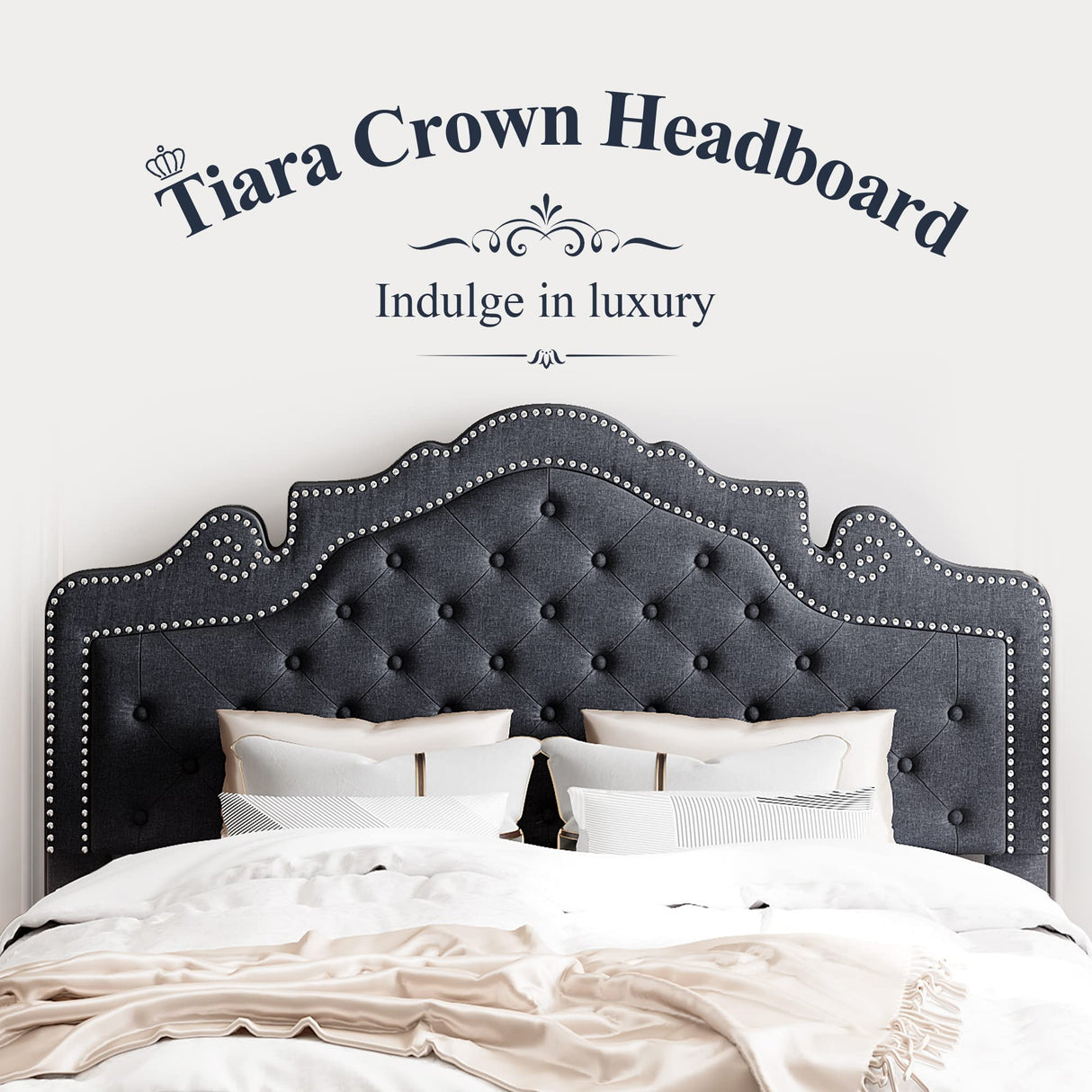 Queen Bed Frame with Adjustable Tiara Headboard