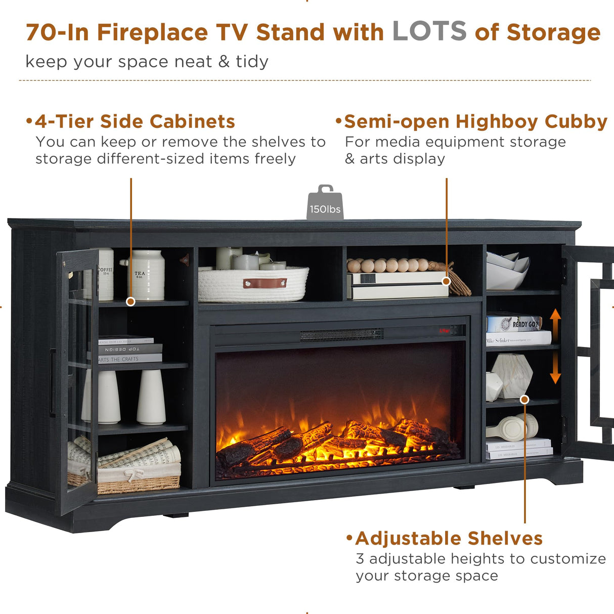 Electric Fireplace for 75 80 Inch TV