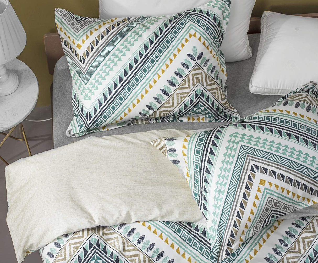 Comforter King Size, 600 Thread Count Cotton Golden & Blue Bohemian Pattern