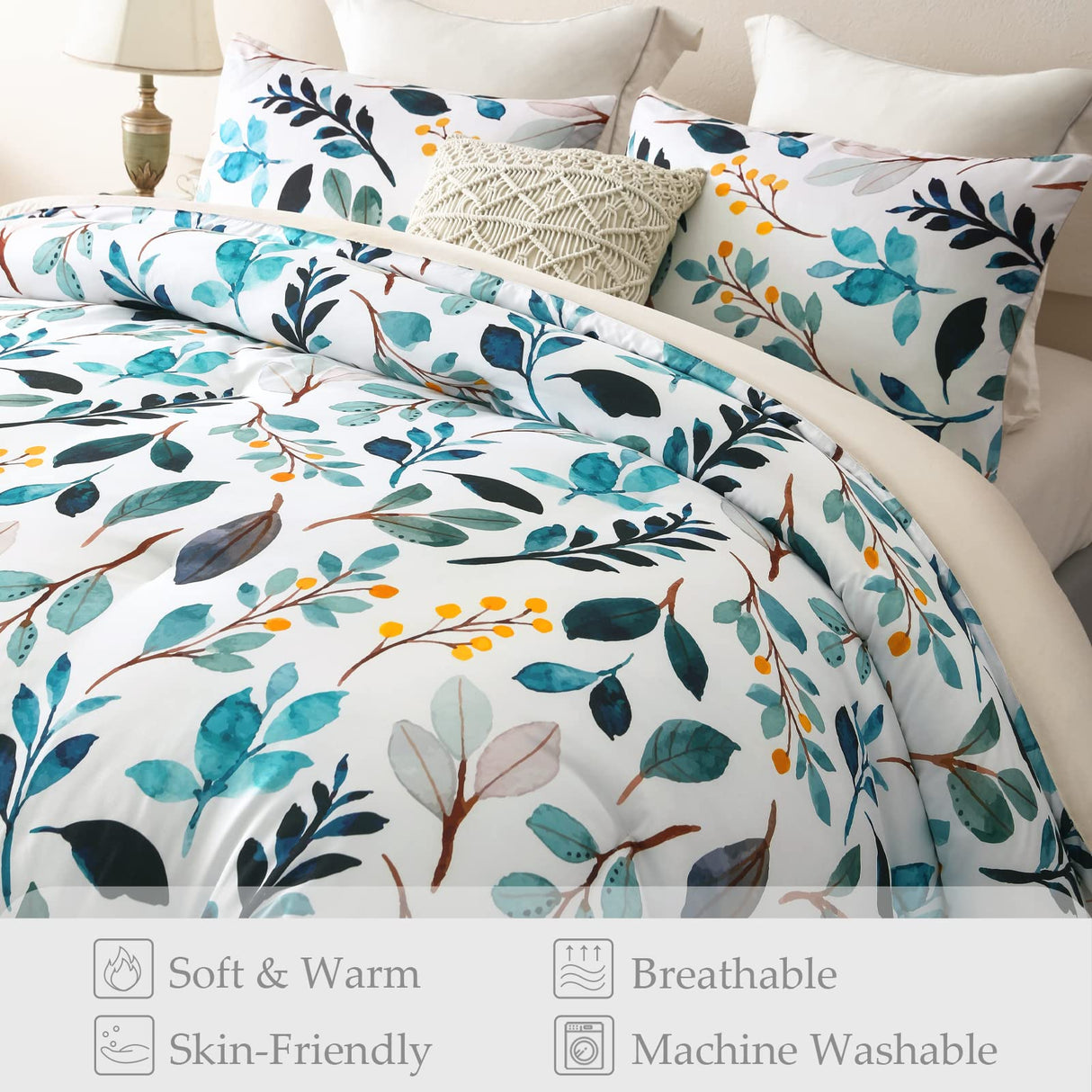 3-Piece Queen Comforter Set, Soft Reversible Full Size Bedding Comforter Sets