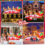 10 FT Long Chrismas Inflatable Santa Claus On Sleigh Pulled by 3