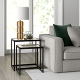 Rectangular Nested Side Table in Brass, Table for Living Room