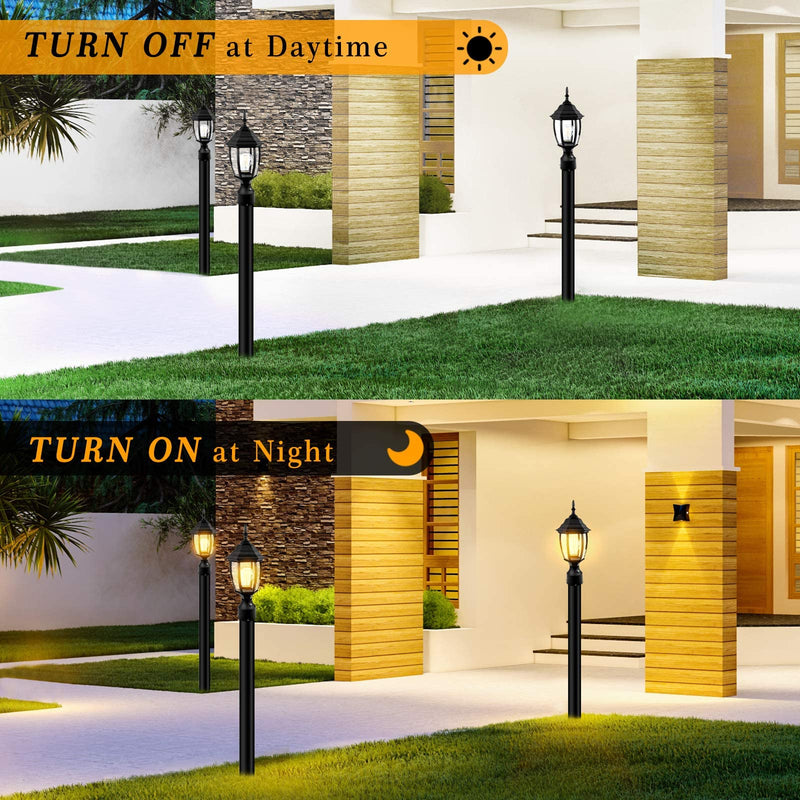 Dusk to Dawn Outdoor Post Light Hardwired 120V, Waterproof Aluminum Pole Light Fixture