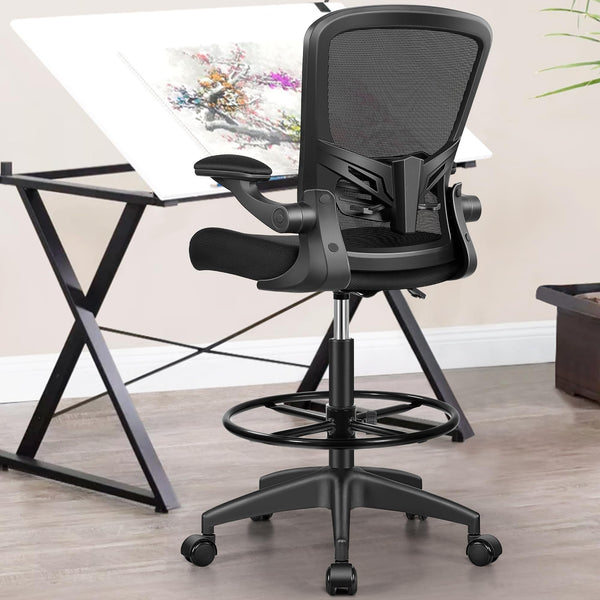 Ergonomic Tall Office Chair with Flip-up Armrests Executive Desk Chair