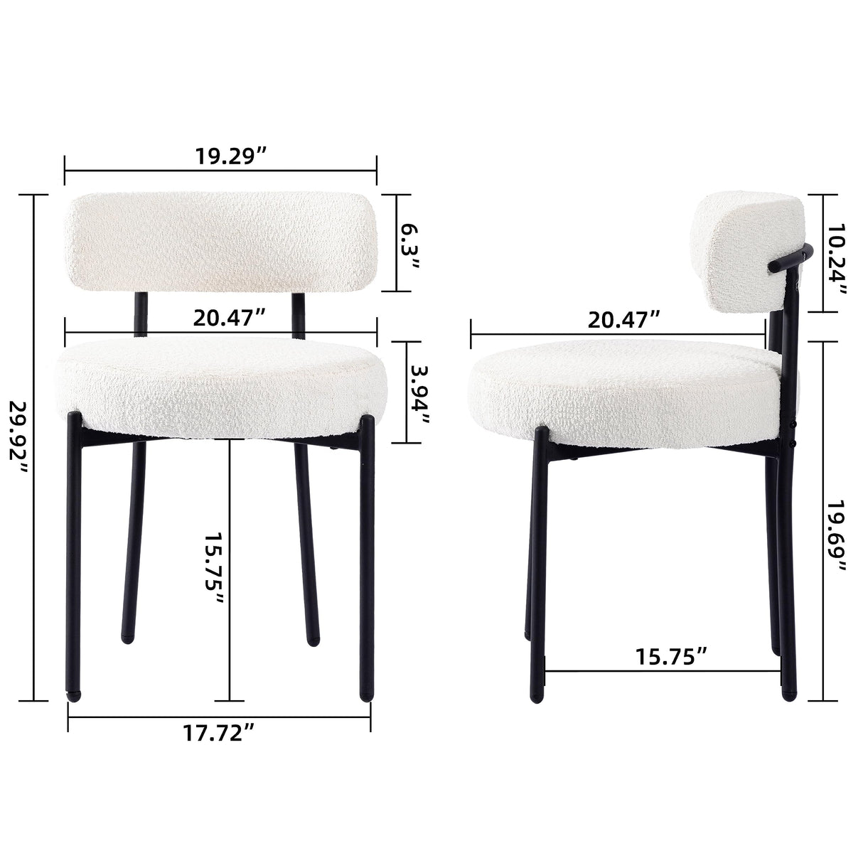 White Dining Chairs Set of 2,  Kitchen Dining Room Chairs