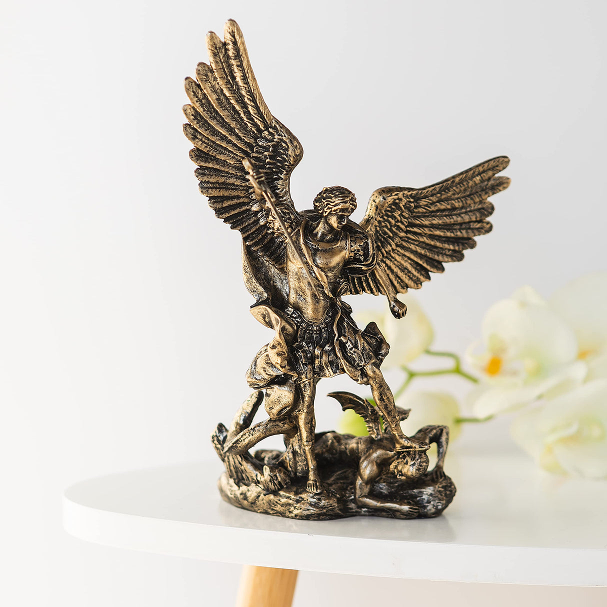 8 Inch Saint Michael Archangel Full Demon Statue Intricate Detail