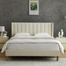 upholstered Platform Bed Frame/Queen Bed Frame/Modern Geometric Double-Wing